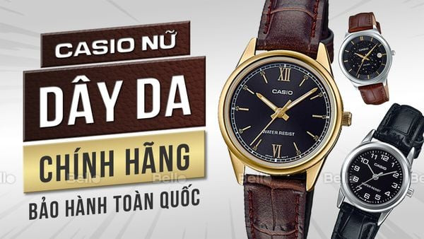 đồng hồ casio nữ dây da mới nhất cổ điển