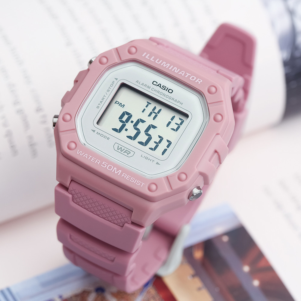 Đồng hồ đeo tay Casio 43mm Unisex W-218HC-4AVDF sử dụng mặt kính nhựa Resin bền nhẹ
