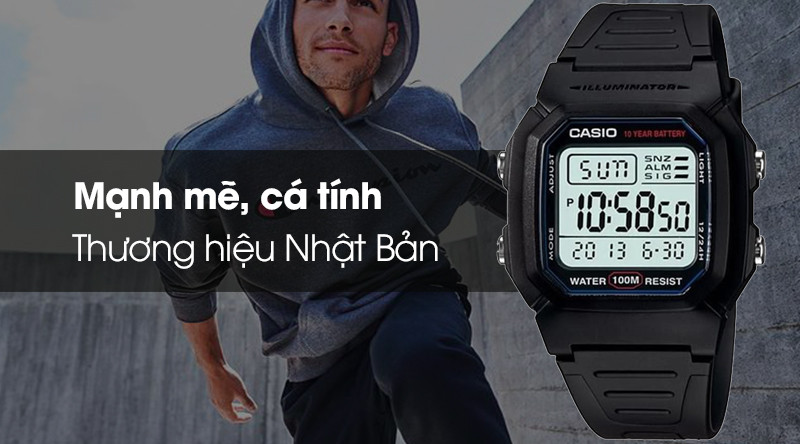 Hình ảnh đồng hồ Casio W-800H-1AVDF với thiết kế thể thao, trẻ trung và nam tính