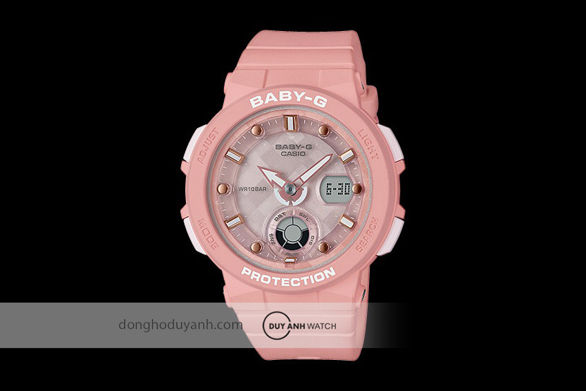 Đồng hồ Casio Baby-G BGA-250-4A màu hồng trắng, thiết kế dành cho đồng hồ học sinh nữ đẹp, năng động.