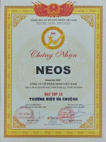 Giấy chứng nhận Neos là một trong TOP 10 thương hiệu đồng hồ dây thép lưới nam được ưa chuộng nhất năm 2018