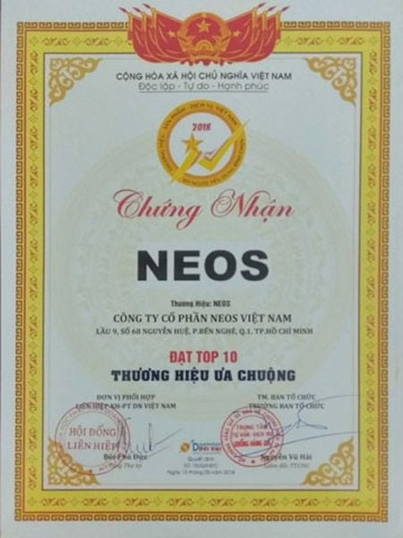 Chứng nhận Neos lọt Top 10 thương hiệu đồng hồ được yêu thích nhất