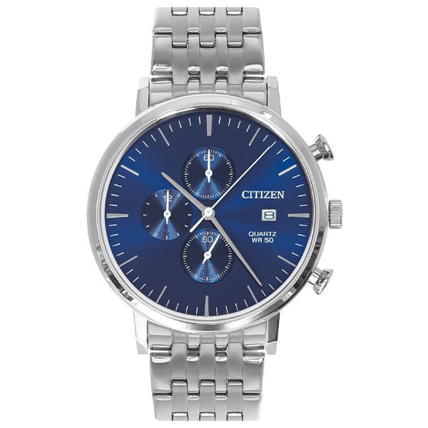 Đồng hồ Citizen nam mặt xanh AN3610-55L thể thao, năng động với tính năng Chronograph