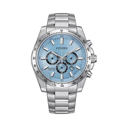 Đồng hồ nam Citizen Quartz Chronograph dây kim loại AN8230-59L mặt xanh