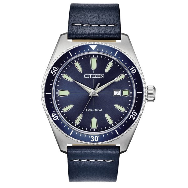 Đồng hồ Citizen 43mm Nam AW1591-01L dây da xanh