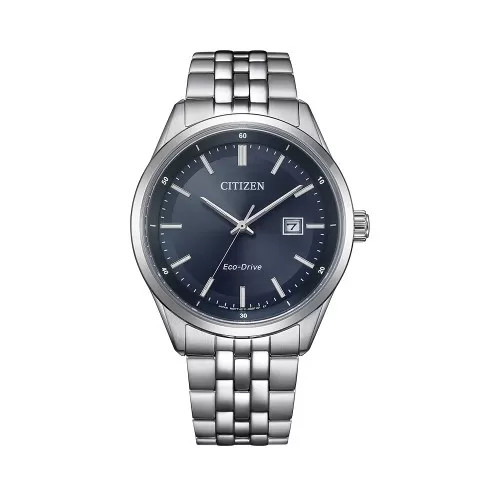 Đồng hồ nam Citizen Eco-Drive với mặt số xanh dương và dây kim loại