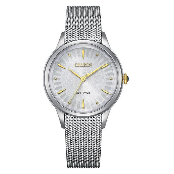 Đồng hồ nữ CITIZEN L 32mm EM0814-83A với mặt số trắng tinh khiết.