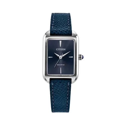 Đồng hồ Citizen nữ dây da chính hãng Eco-Drive EM1190-06L với mặt số xanh ấn tượng