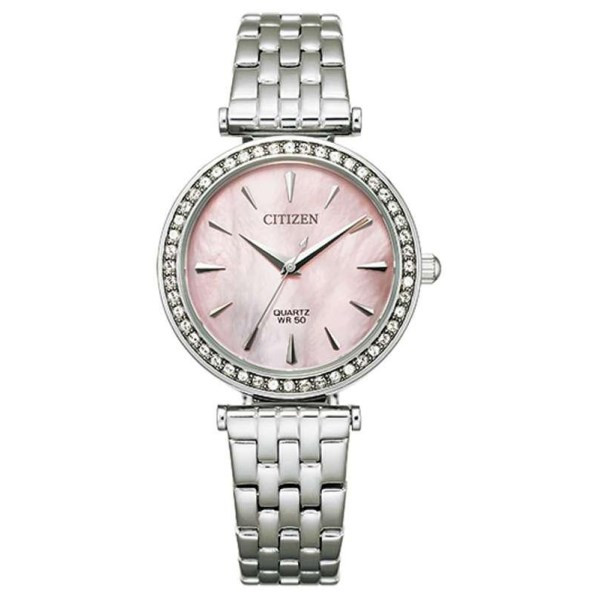 Đồng hồ Citizen ER0210-55Y màu bạc rực rỡ, đường nét gọn gàng