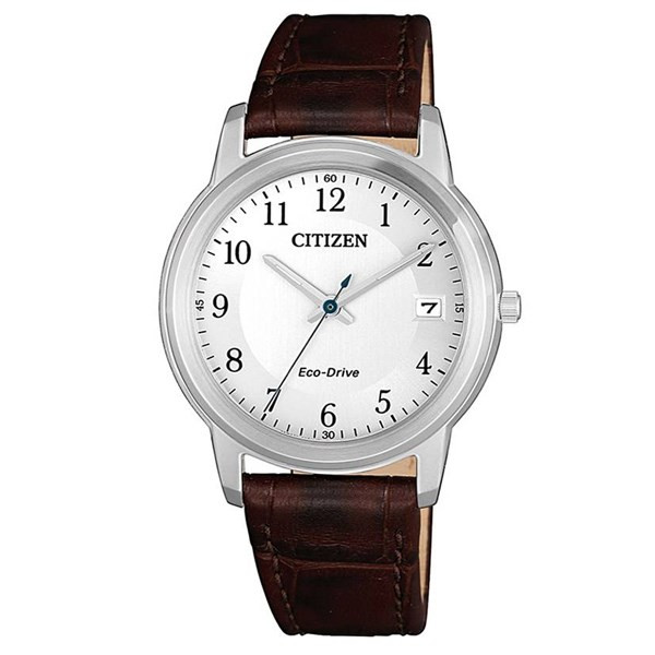Đồng hồ Citizen nữ mặt tròn dây da FE6011-14A với dây da nâu trầm tinh tế.