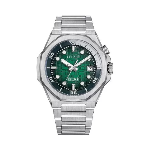 Dây đồng hồ Citizen chính hãng nam Series 8 890 Mechanical NB6060-58X với mặt số xanh lá độc đáo