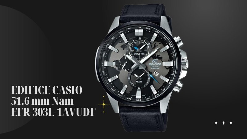 Dây đeo bằng da tổng hợp của đồng hồ Casio Edifice EFR-303L-1AVUDF tạo cảm giác thoải mái khi đeo