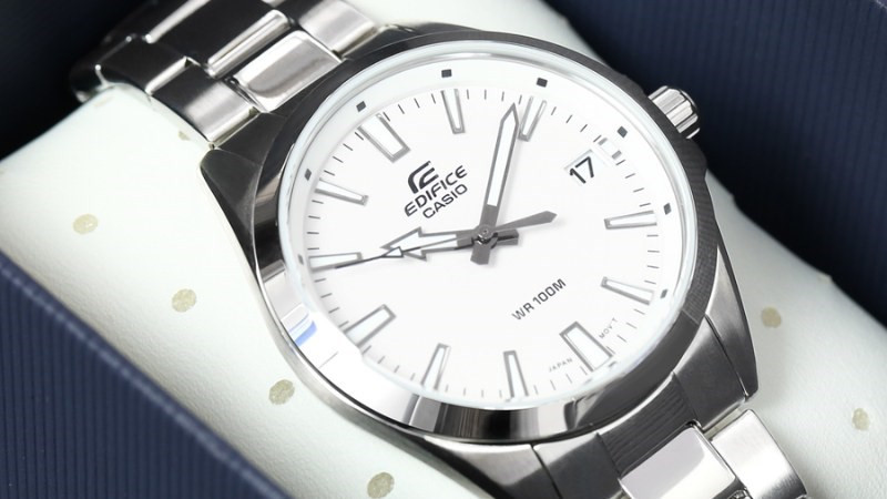 Đồng hồ Casio Edifice EFV-100D-7AVUDF với sắc bạc sang trọng kết hợp mặt đồng hồ trắng tinh tế