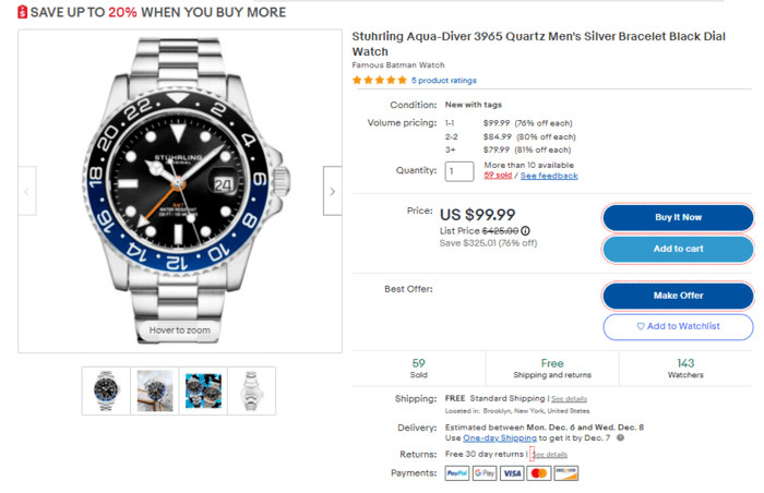 Đánh giá uy tín người bán trước khi đấu giá đồng hồ trên eBay