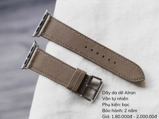 Dây da dê Alran màu nâu sẫm với đường chỉ may tinh tế