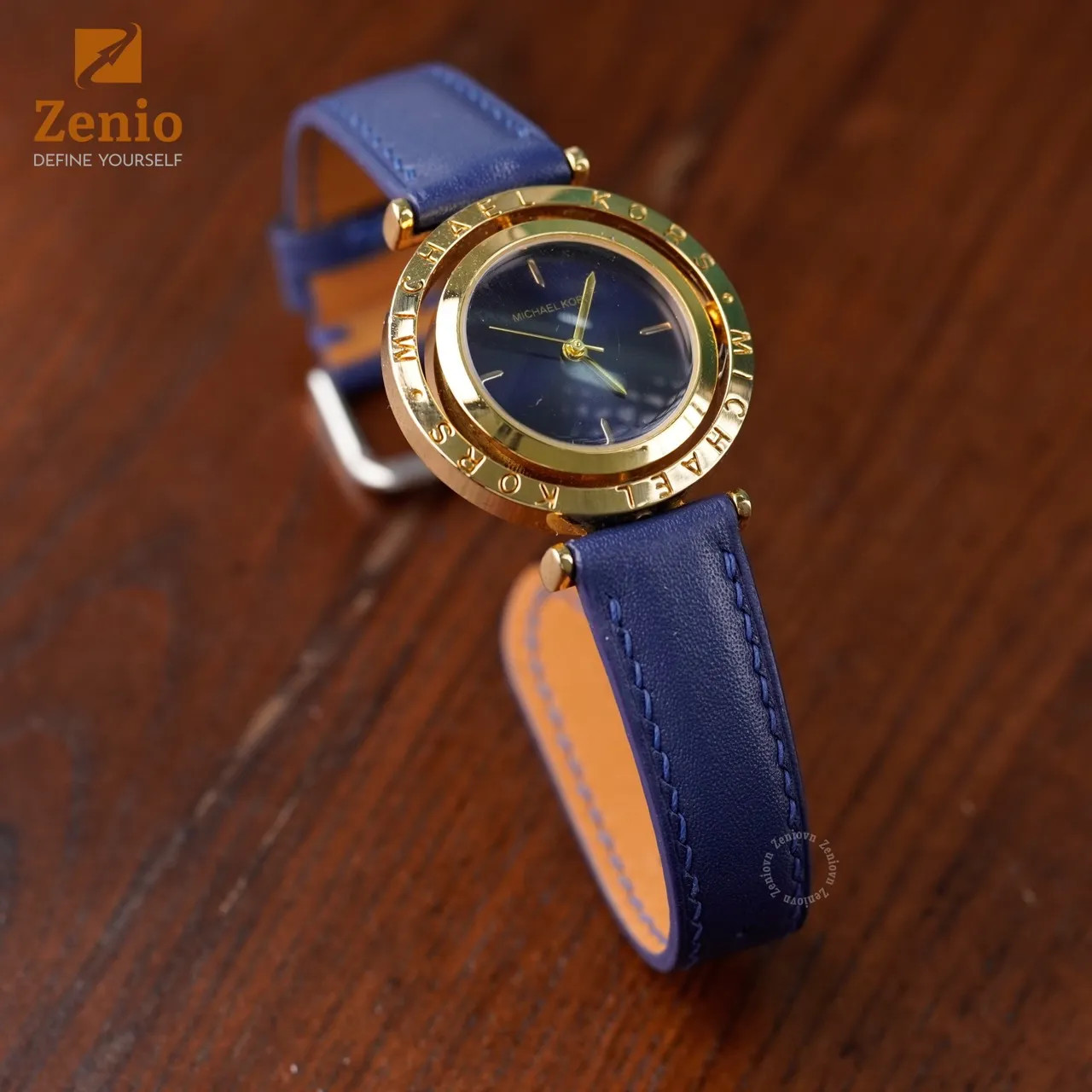 Dây da đồng hồ Michael Kors Averi Ladies da Vahchetta màu xanh navy