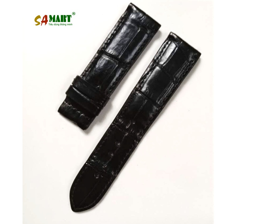 Tổng quan về dây da đồng hồ size 22 với các đường may tỉ mỉ, thể hiện sự sang trọng.