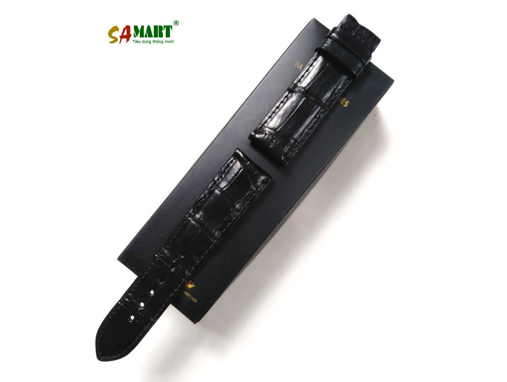 Dây da đồng hồ size 22 làm từ da cá sấu cao cấp, chi tiết vân da tự nhiên.