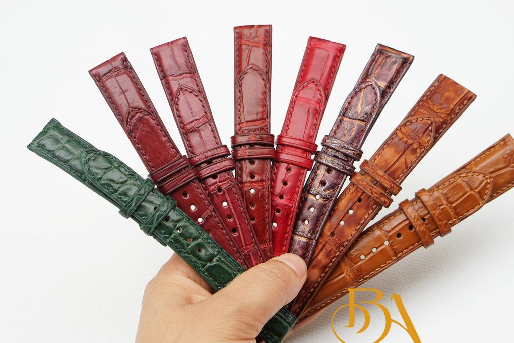 Bộ sưu tập dây da đồng hồ cá sấu với đa dạng màu sắc từ xưởng