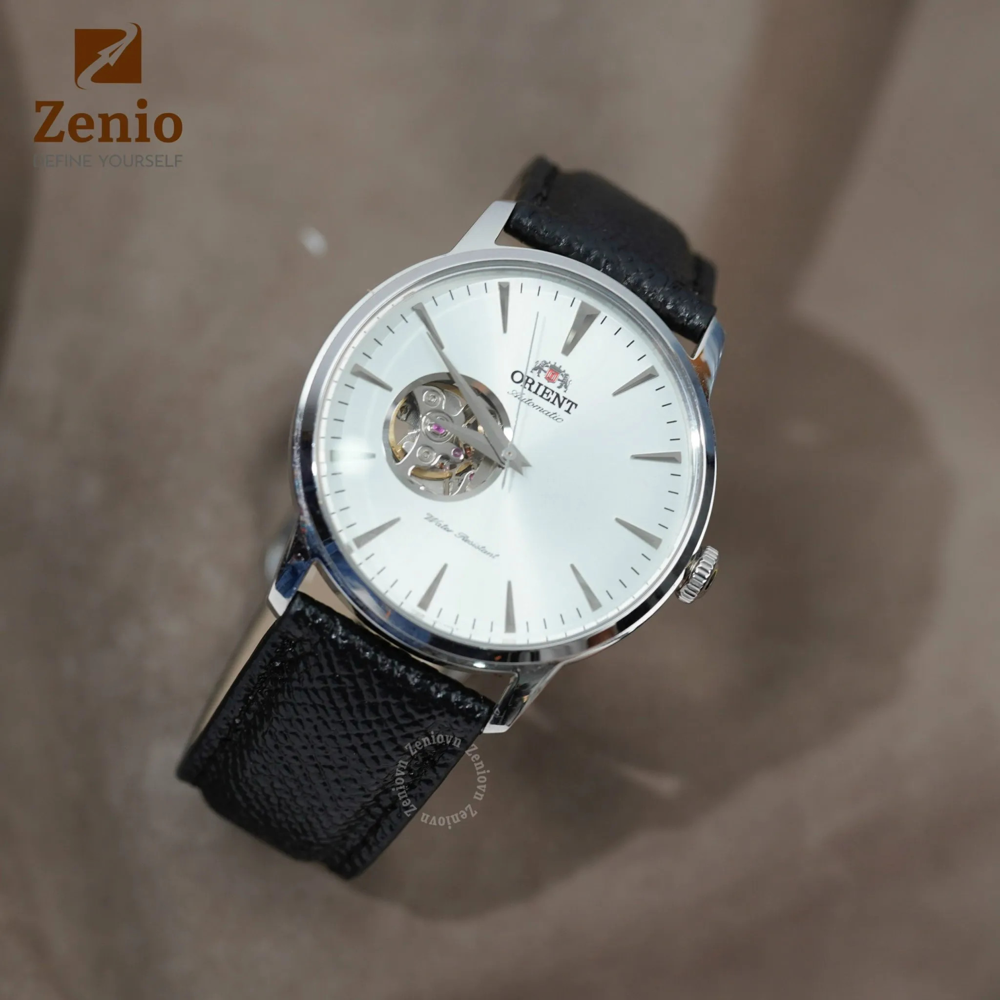 Dây đồng hồ Orient Sun and Moon da Epsom đen cổ điển