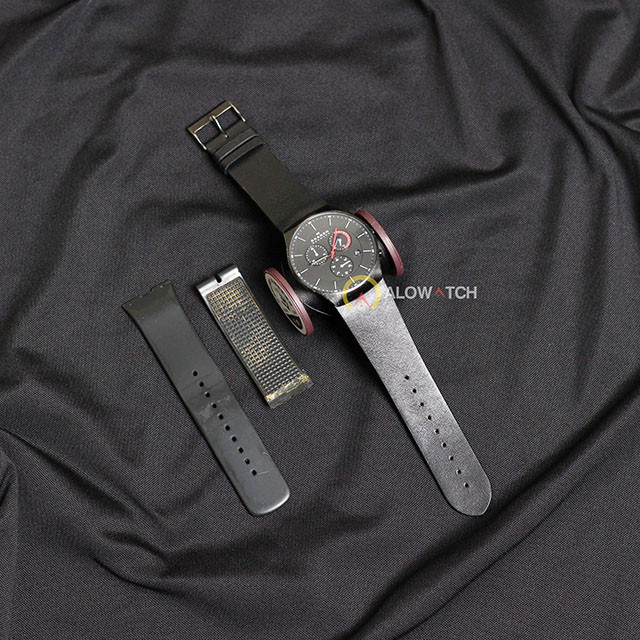 Phụ kiện thay dây da đồng hồ Skagen màu đen