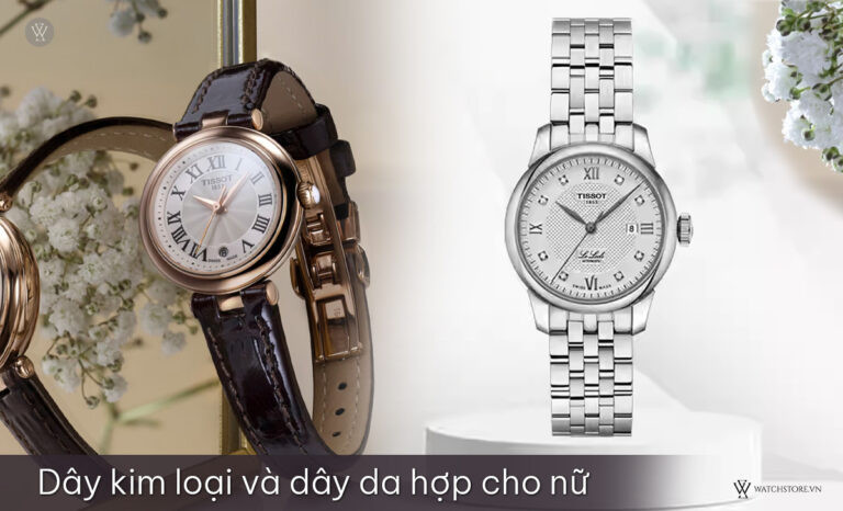 Các loại dây đeo đồng hồ Tissot nữ đẹp: Dây da và dây kim loại