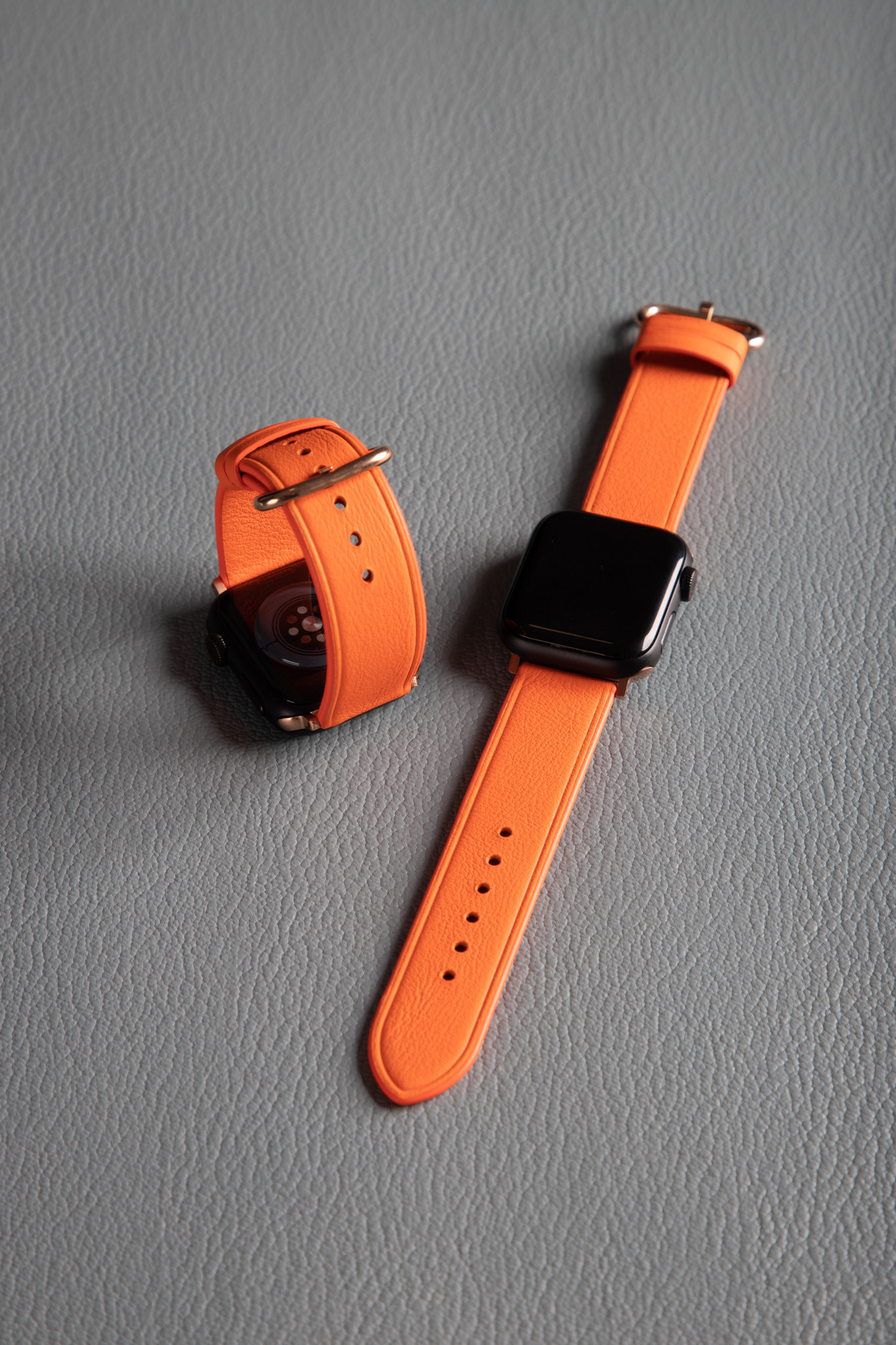 Dây da Apple Watch Tocroco màu cam và xám