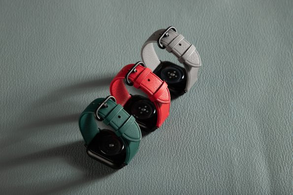 Dây da Apple Watch Tocroco màu trắng và hồng