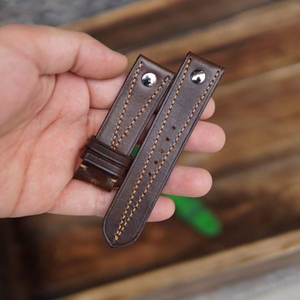 Dây đồng hồ da bò handmade may thủ công, kiểu dáng TC05