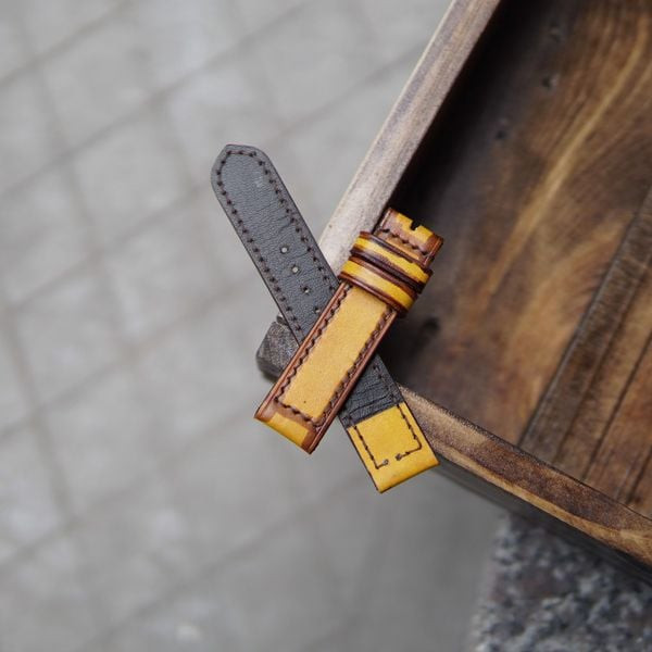 Dây đồng hồ da bò handmade khâu tay thủ công, mẫu TC10