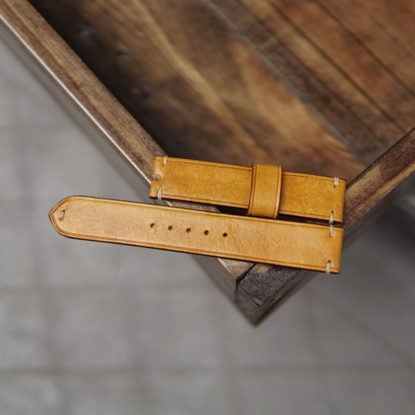 Mẫu dây đồng hồ da bò handmade may thủ công đẹp mắt, mã TC15
