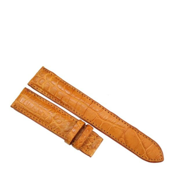 Dây đồng hồ da cá sấu handmade màu vàng, thiết kế sang trọng, mã 1129