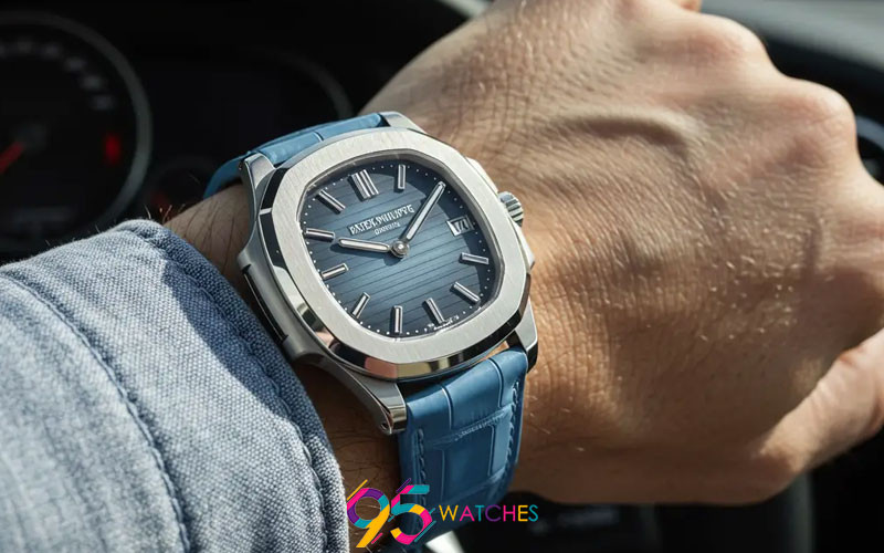 Chọn cổ tay không thuận để đeo đồng hồ Patek Philippe dây da giúp bảo vệ đồng hồ.