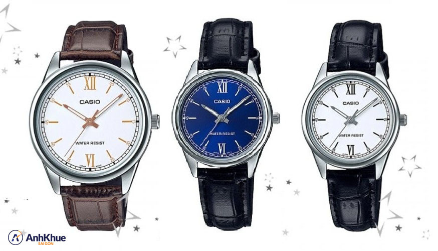 LTP-V005L: Mẫu đồng hồ Casio nữ dây da mặt tròn tinh tế