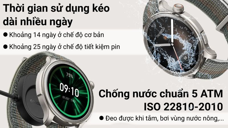 Minh họa thời gian sử dụng pin 25 ngày của đồng hồ thông minh Amazfit Balance