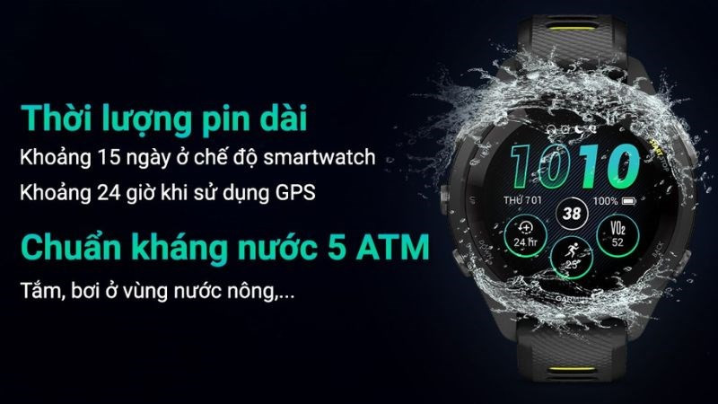 Garmin Forerunner 265S và thời lượng pin ấn tượng, tiêu biểu cho đồng hồ thông minh pin trâu