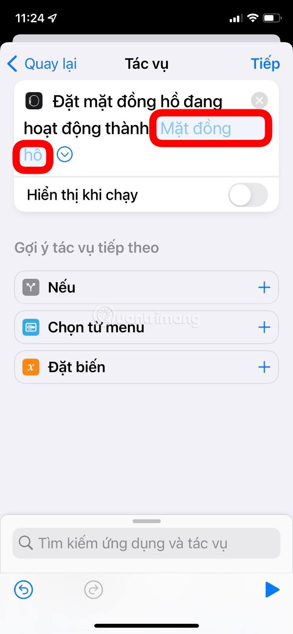 Chọn mặt đồng hồ cụ thể để cài đặt tự động khi đến/rời vị trí