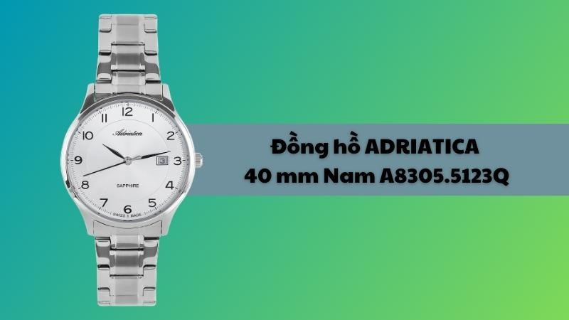 Đồng hồ Adriatica A8305.5123Q nam với thiết kế kim loại bạc tinh tế.