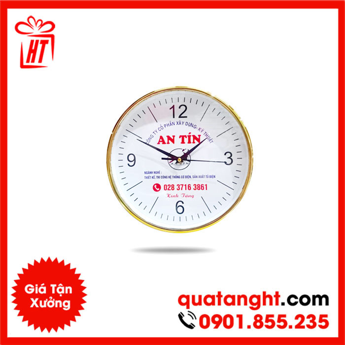 Đồng hồ treo tường với logo An Tín HT