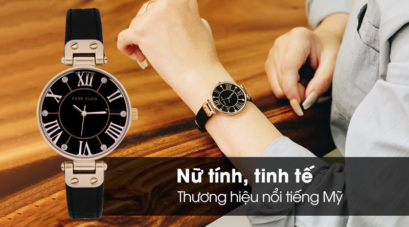 Khung viền đồng hồ Anne Klein cứng cáp và sáng bóng, bảo vệ bộ máy bền bỉ