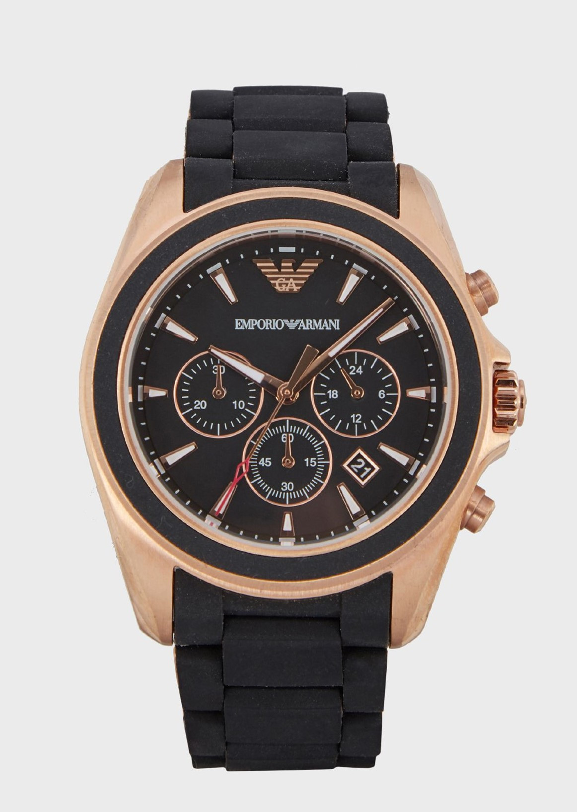 Đồng hồ Armani nam dây cao su chronograph, một mẫu nổi bật với thiết kế thể thao mạnh mẽ