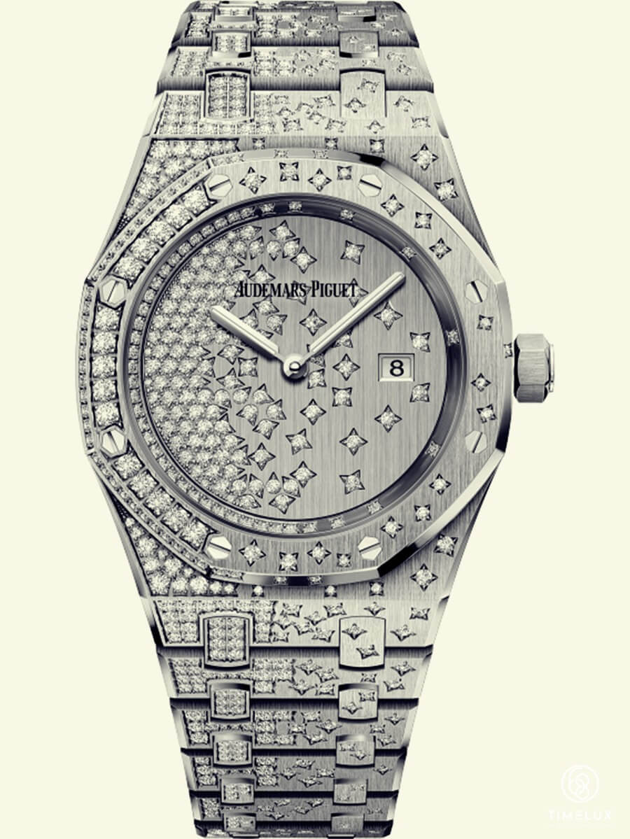Đồng hồ Audemars Piguet Royal Oak full đá với kim cương xếp tầng độc đáo