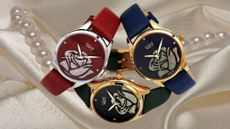 Đồng hồ Burgi của nước nào - Diamond với hoa văn Accented Flower