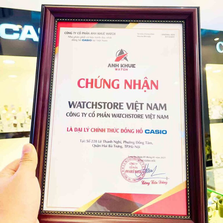 Giấy chứng nhận đại lý ủy quyền đồng hồ Casio chính hãng tại WatchStore Hà Nội