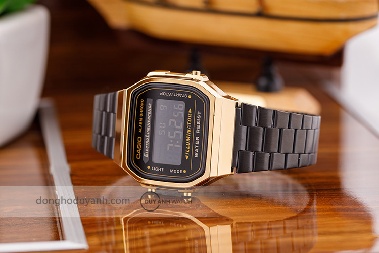 Đồng hồ Casio A168WEGB-1BDF màu vàng gold nổi bật, mẫu đồng hồ Unisex dưới 3 triệu.