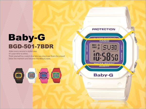 Đồng hồ Casio Baby-G BGD-501-7BDR mặt vuông cá tính