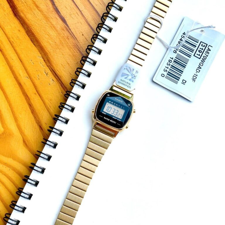 Đồng hồ Casio điện tử mạ vàng LA670WGAD-1DF dành cho nữ với mặt số đen