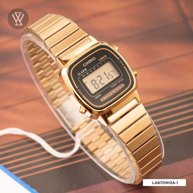 Đồng hồ Casio điện tử mạ vàng LA670WGA-1DF phong cách retro nữ tính
