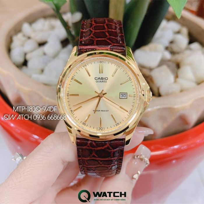 Đồng hồ Casio nam dây da MTP-1183Q-9ADF với thiết kế mạ vàng sang trọng