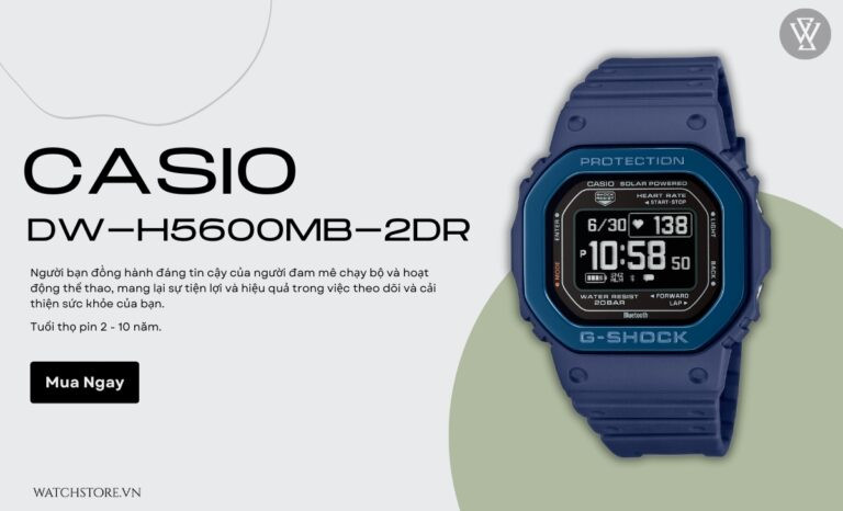 đồng hồ đo nhịp tim chạy bộ Casio DW-H5600MB-2DR có tính năng theo dõi sức khỏe